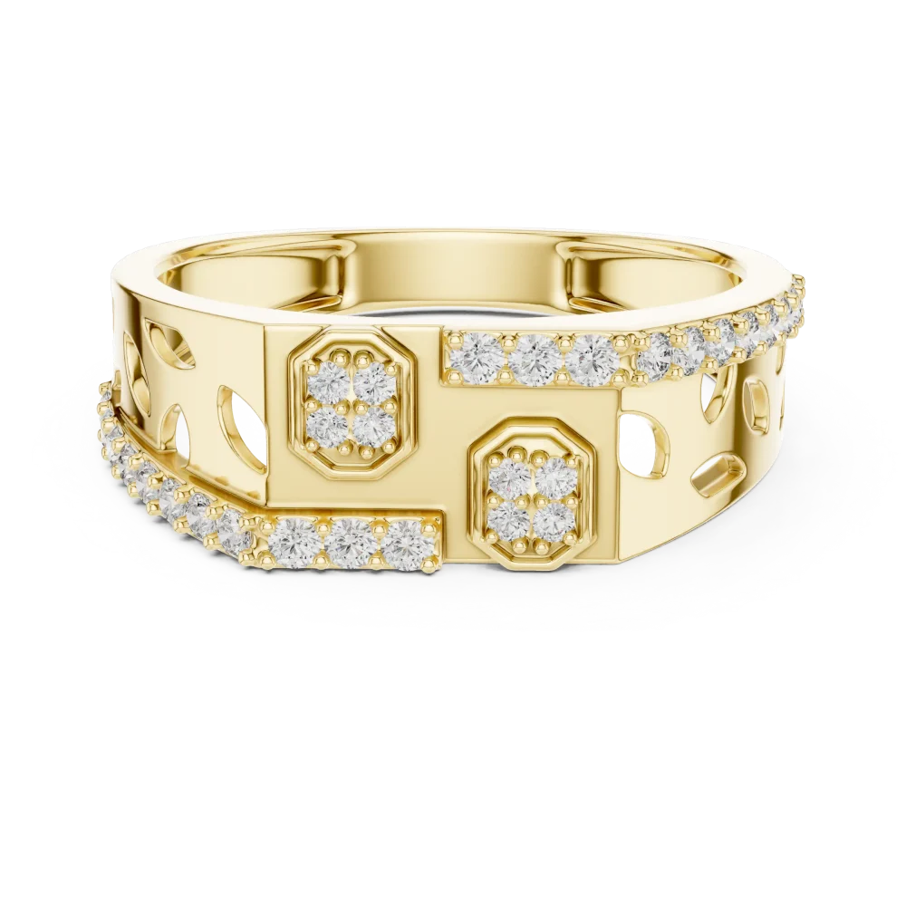 Geometric Hexagon Pavé-Set Round Brilliant Statement Band - Image 2