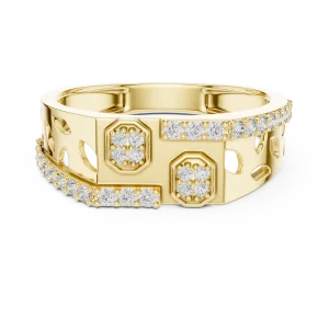 Geometric Hexagon Pavé-Set Round Brilliant Statement Band - Image 2