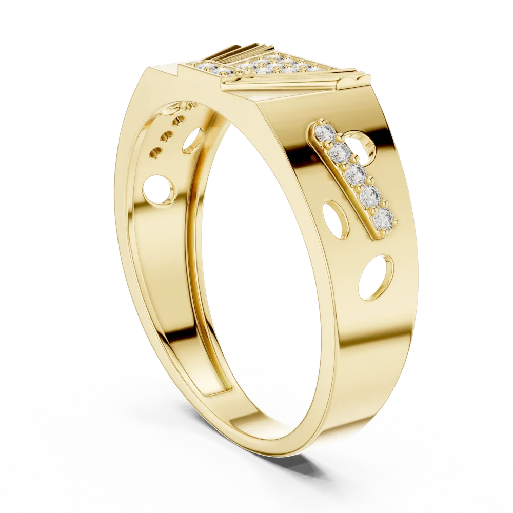 Architectural Geometric Pavé-Set Statement Men Ring - Image 3