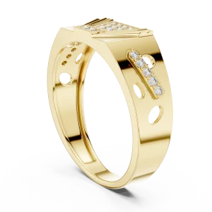 Architectural Geometric Pavé-Set Statement Men Ring - Image 3