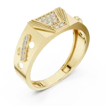 Architectural Geometric Pavé-Set Statement Men Ring