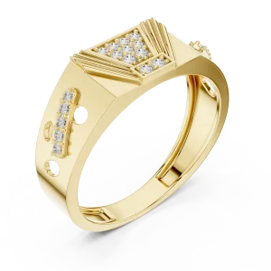 Architectural Geometric Pavé-Set Statement Men Ring