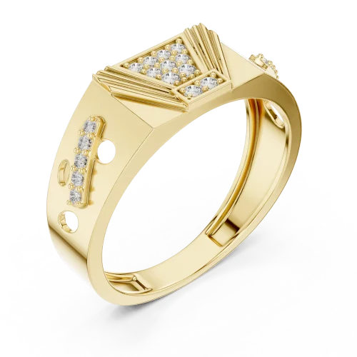 Architectural Geometric Pavé-Set Statement Men Ring