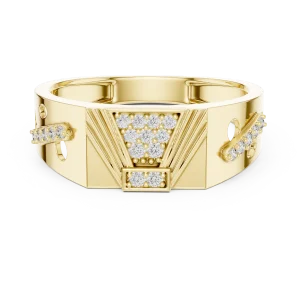 Architectural Geometric Pavé-Set Statement Men Ring - Image 2
