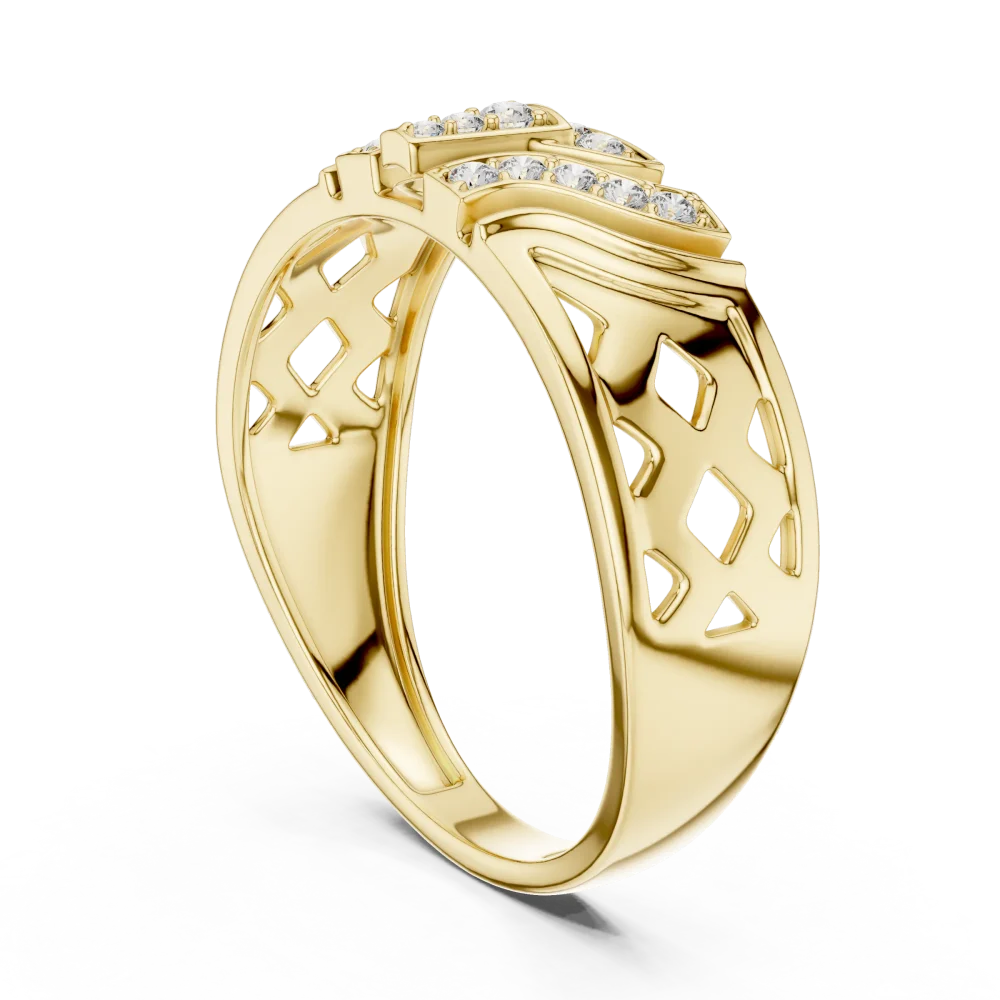 Architectural Geometric Pavé-Set Round Brilliant Band - Image 3