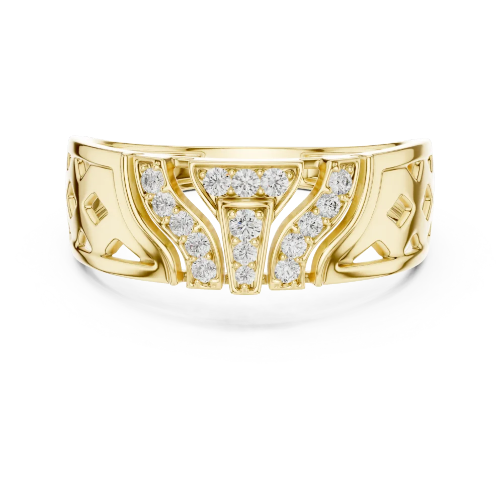 Architectural Geometric Pavé-Set Round Brilliant Band - Image 2