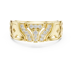Architectural Geometric Pavé-Set Round Brilliant Band - Image 2