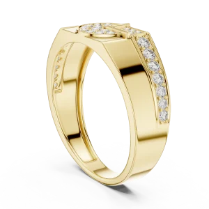 Geometric Symmetry Pavé-Set Round Brilliant Men’s Ring - Image 3