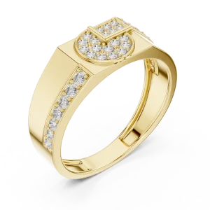 Geometric Symmetry Pavé-Set Round Brilliant Men’s Ring
