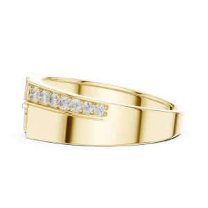 Geometric Symmetry Pavé-Set Round Brilliant Men’s Ring - Image 4