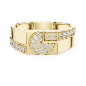 Geometric Symmetry Pavé-Set Round Brilliant Men’s Ring - Image 2
