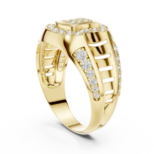 Architectural Round Pavé-Set Geometric Statement Men Ring - Image 3