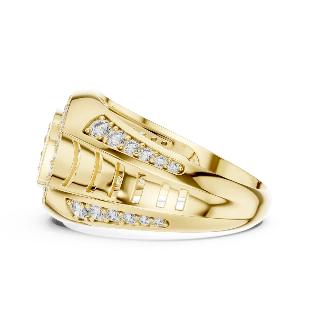 Architectural Round Pavé-Set Geometric Statement Men Ring - Image 4