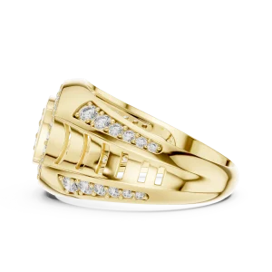Architectural Round Pavé-Set Geometric Statement Men Ring - Image 4