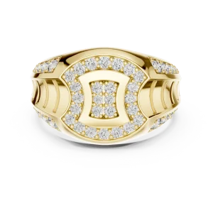 Architectural Round Pavé-Set Geometric Statement Men Ring - Image 2
