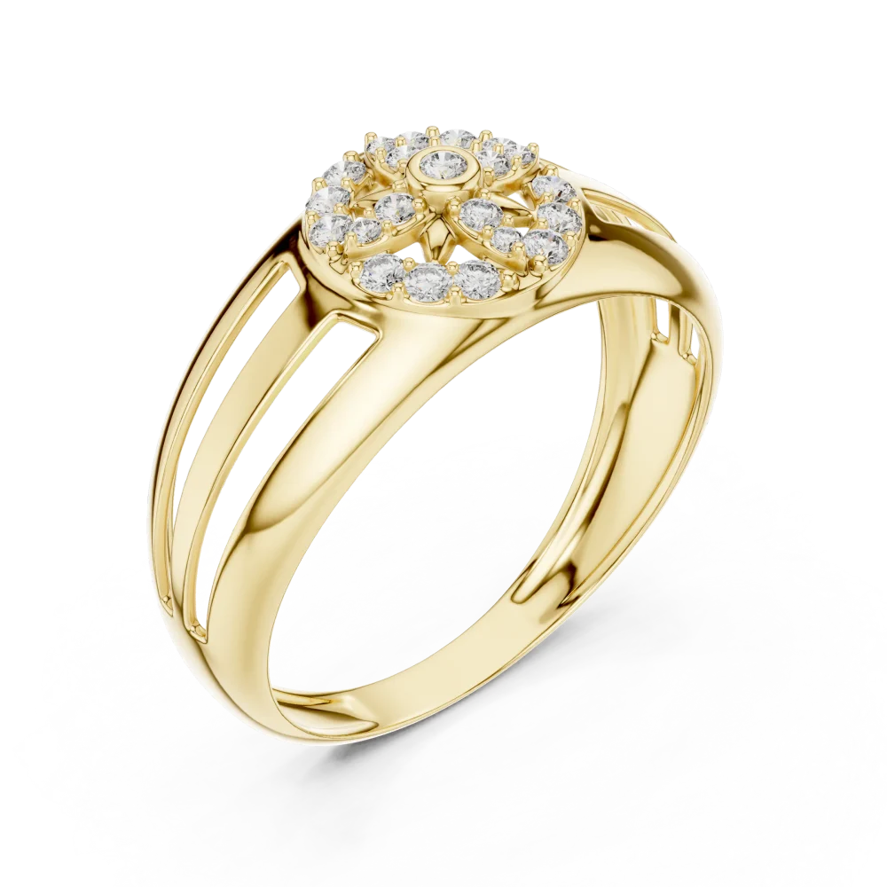 Discover the radiant allure of this modern cocktail ring, featuring brilliant-cut DIAMEUR diamonds set in a stunning geometric design. Shop today.