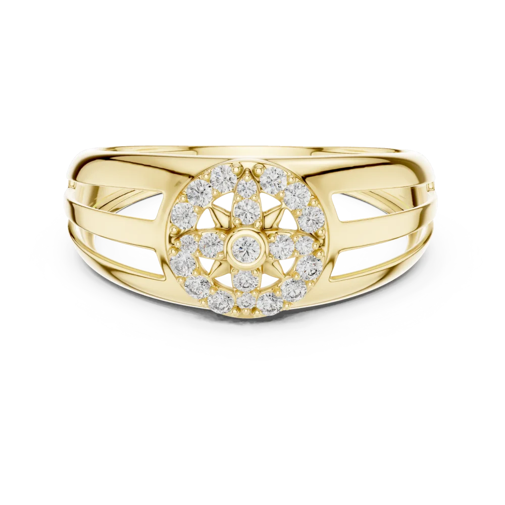 Luminary Round Brilliant Geometric Statement Cocktail Ring - Image 2