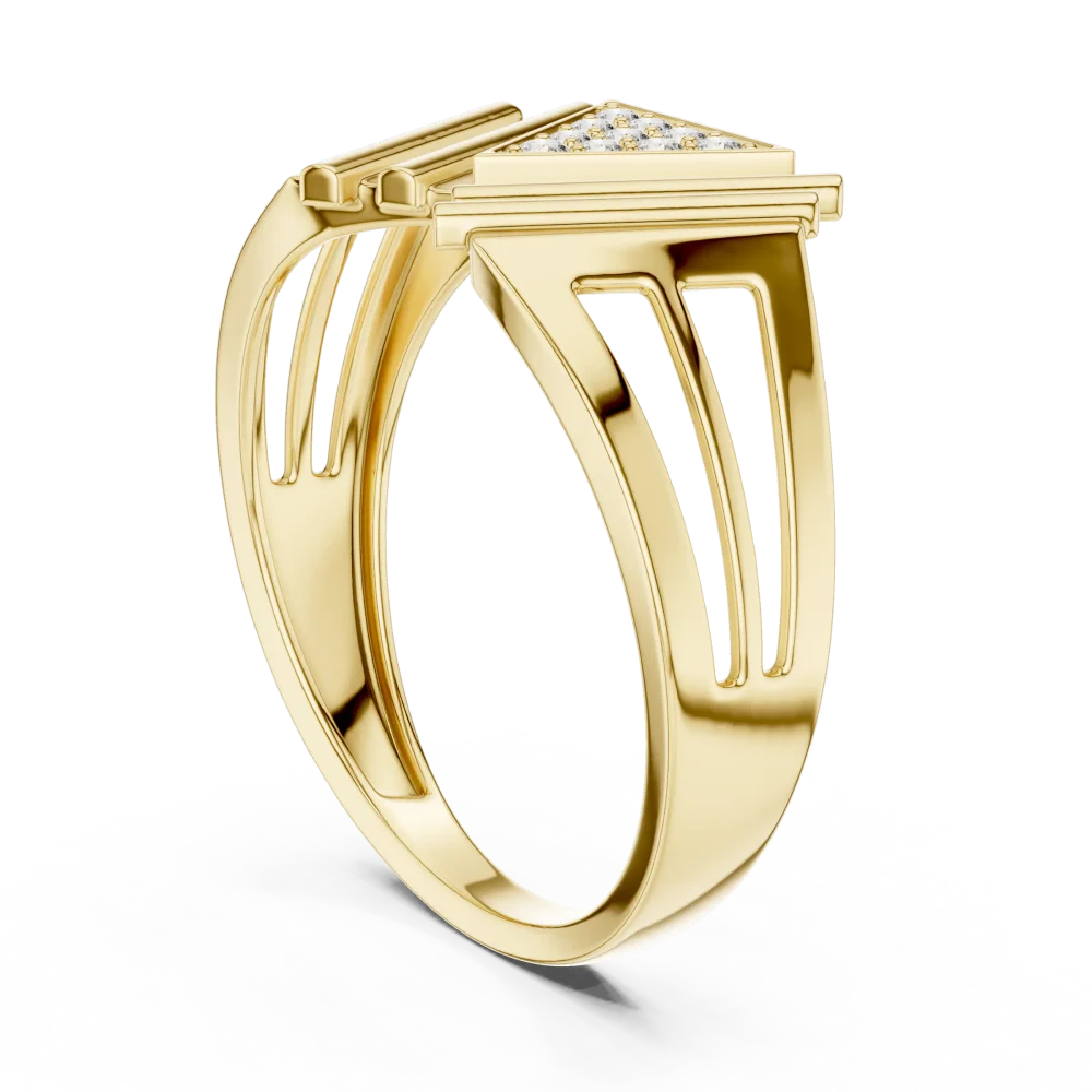 Architectural Symmetry Pavé-Set Round Brilliant Statement Ring - Image 3