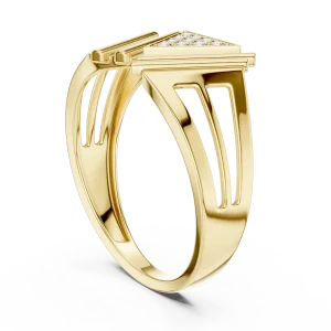Architectural Symmetry Pavé-Set Round Brilliant Statement Ring - Image 3