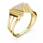 Architectural Symmetry Pavé-Set Round Brilliant Statement Ring