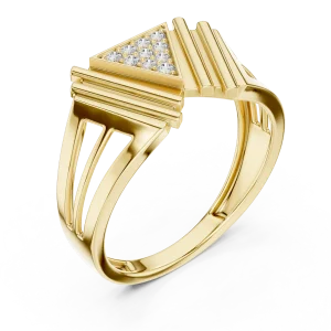 Architectural Symmetry Pavé-Set Round Brilliant Statement Ring