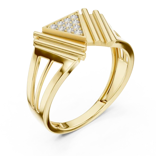 Architectural Symmetry Pavé-Set Round Brilliant Statement Ring