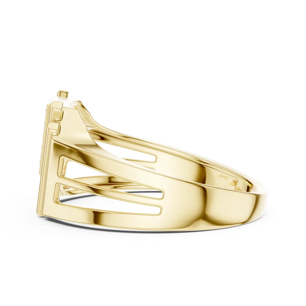 Architectural Symmetry Pavé-Set Round Brilliant Statement Ring - Image 4