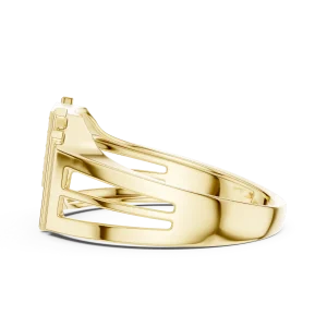 Architectural Symmetry Pavé-Set Round Brilliant Statement Ring - Image 4