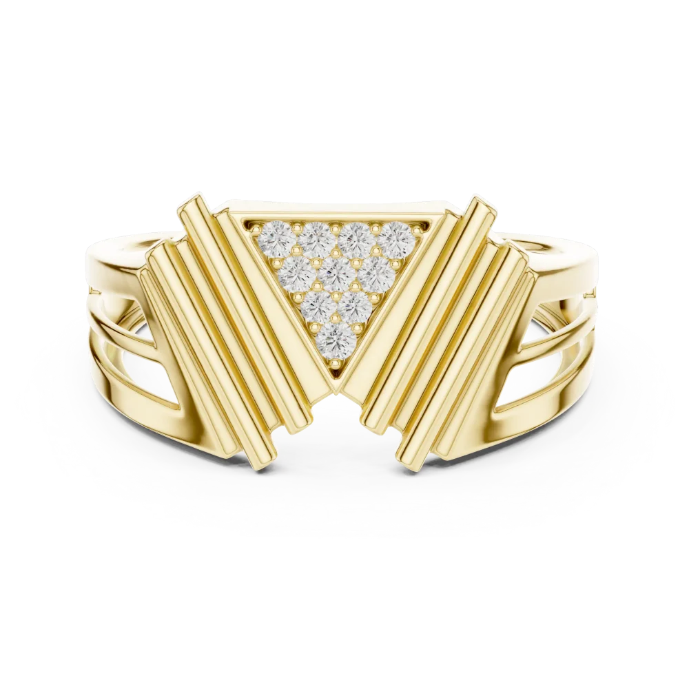 Architectural Symmetry Pavé-Set Round Brilliant Statement Ring - Image 2