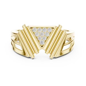 Architectural Symmetry Pavé-Set Round Brilliant Statement Ring - Image 2