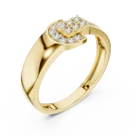 Geometric Pavé-Set Round Cut Statement Ring