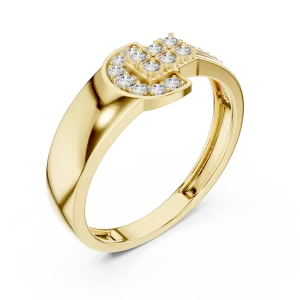 Geometric Pavé-Set Round Cut Statement Ring