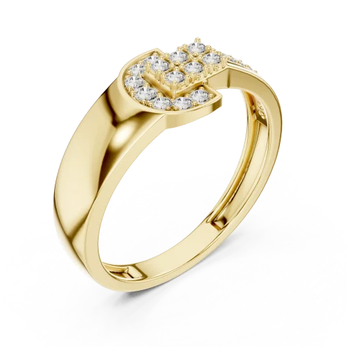 Geometric Pavé-Set Round Cut Statement Ring