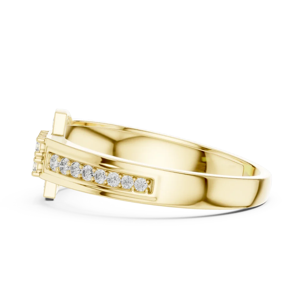Geometric Pavé-Set Round Cut Statement Ring - Image 4