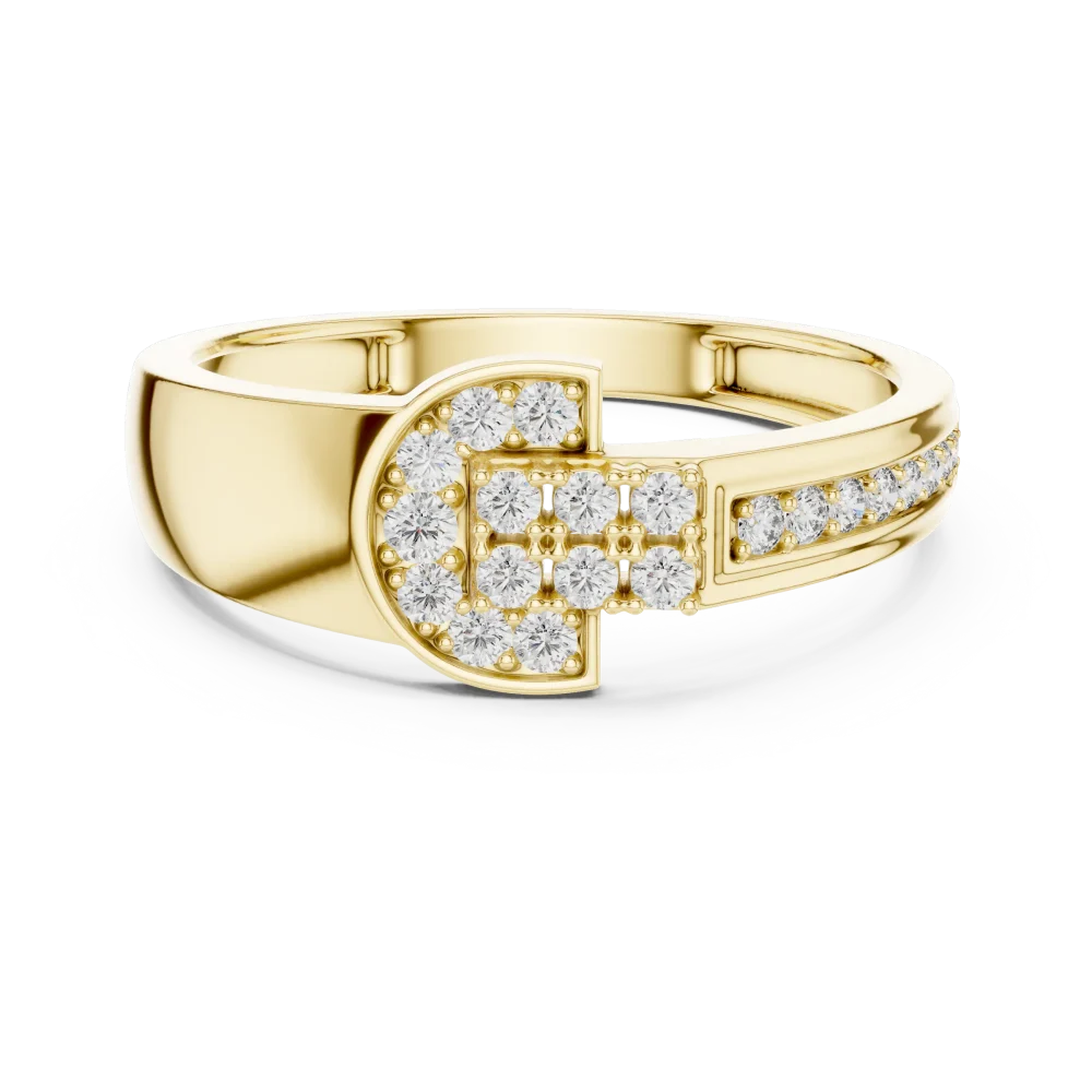 Geometric Pavé-Set Round Cut Statement Ring - Image 2