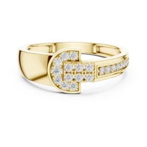 Geometric Pavé-Set Round Cut Statement Ring - Image 2