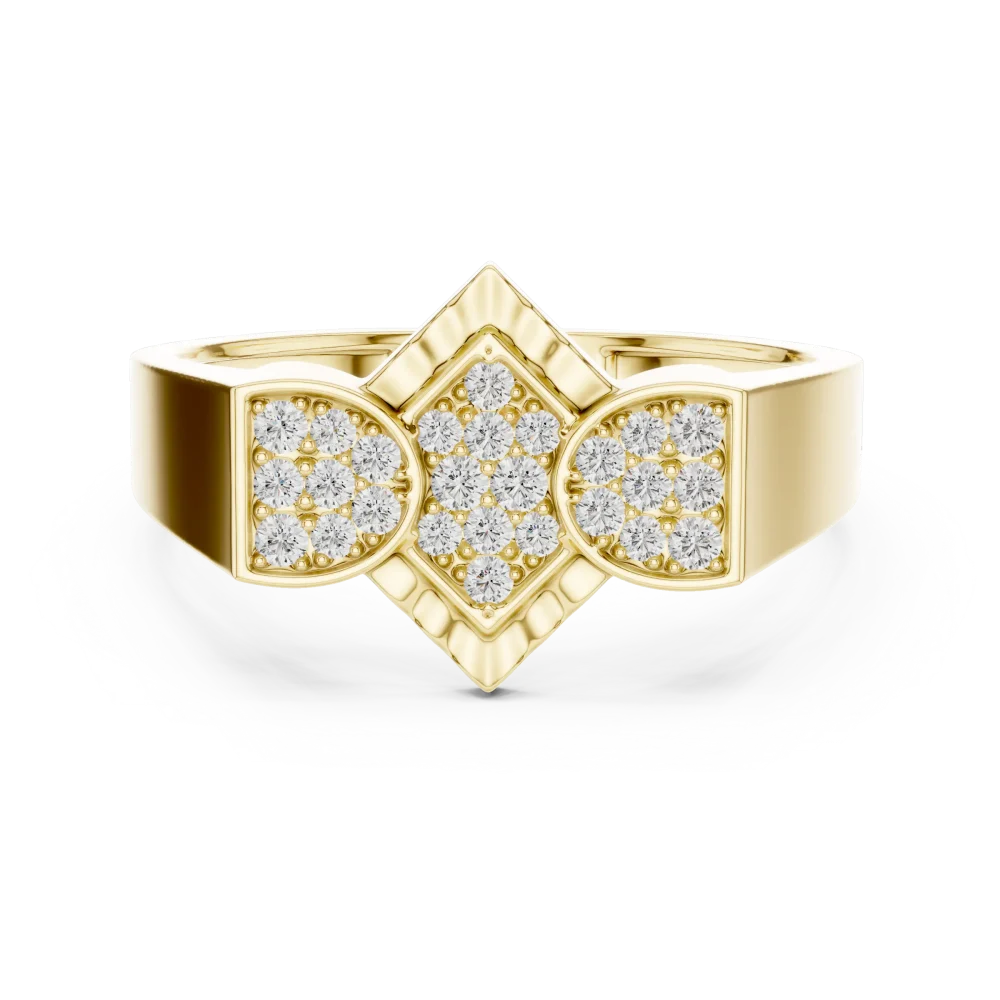 Luminary Round Pavé-Set Geometric Diamond Cocktail Ring - Image 2