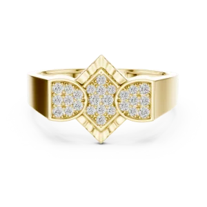 Luminary Round Pavé-Set Geometric Diamond Cocktail Ring - Image 2