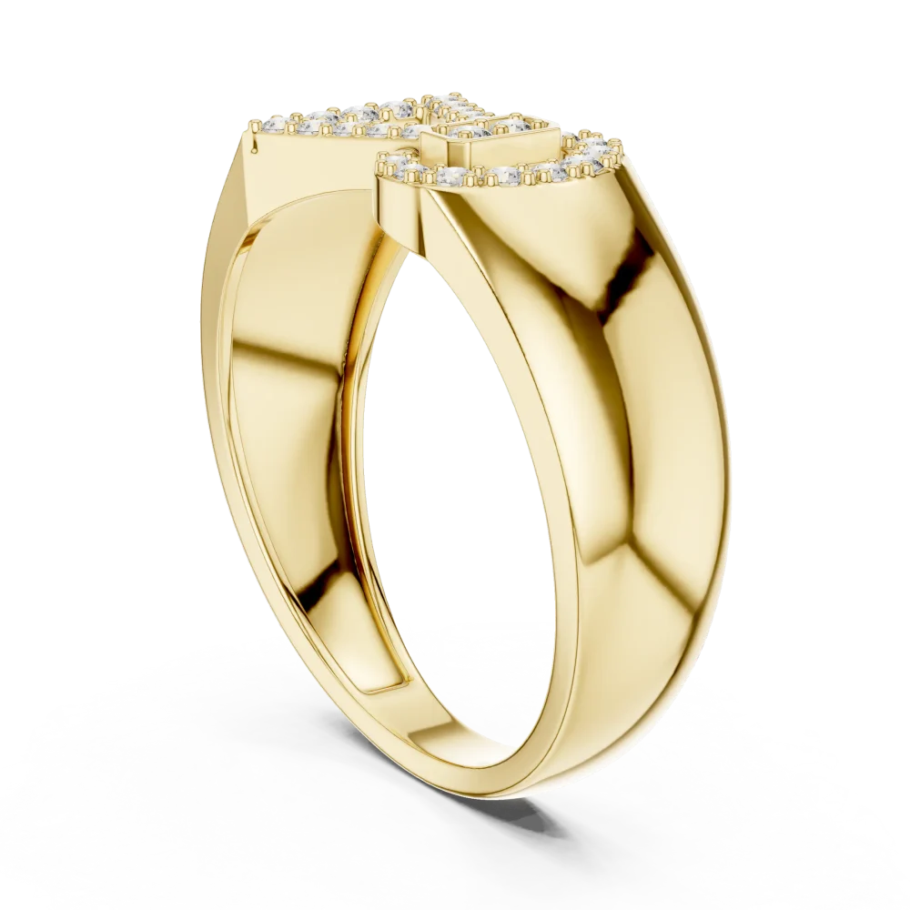 Symmetry Geometric Pavé Round Cut Diamond Statement Ring - Image 3
