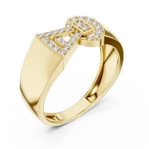 Symmetry Geometric Pavé Round Cut Diamond Statement Ring
