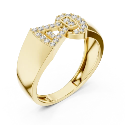 Symmetry Geometric Pavé Round Cut Diamond Statement Ring