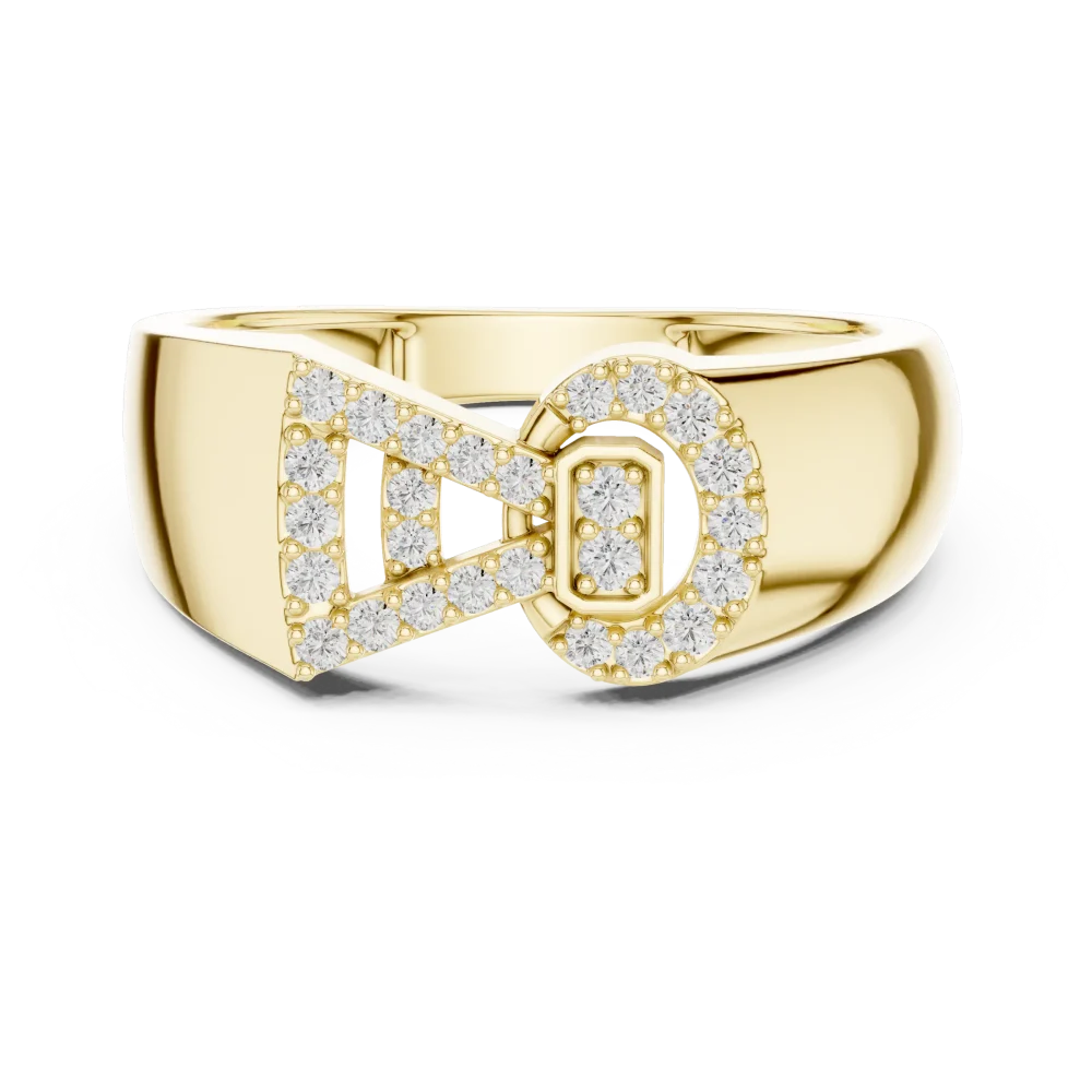Symmetry Geometric Pavé Round Cut Diamond Statement Ring - Image 2