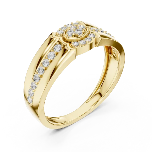 Luminary Round Brilliant Pavé-Set Geometric Band