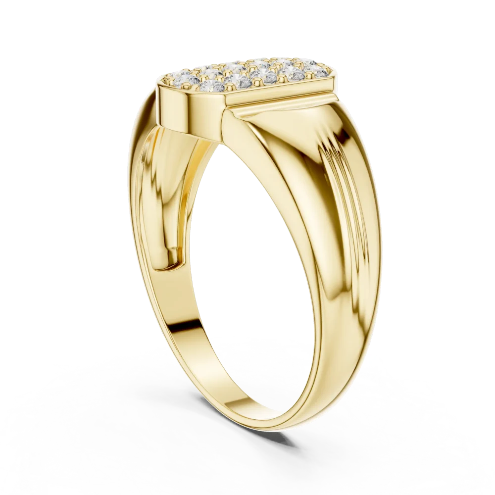 Architectural Round Pavé-Set Geometric Men's Statement Ring - Image 3