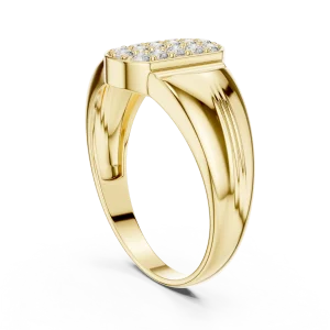 Architectural Round Pavé-Set Geometric Men's Statement Ring - Image 3