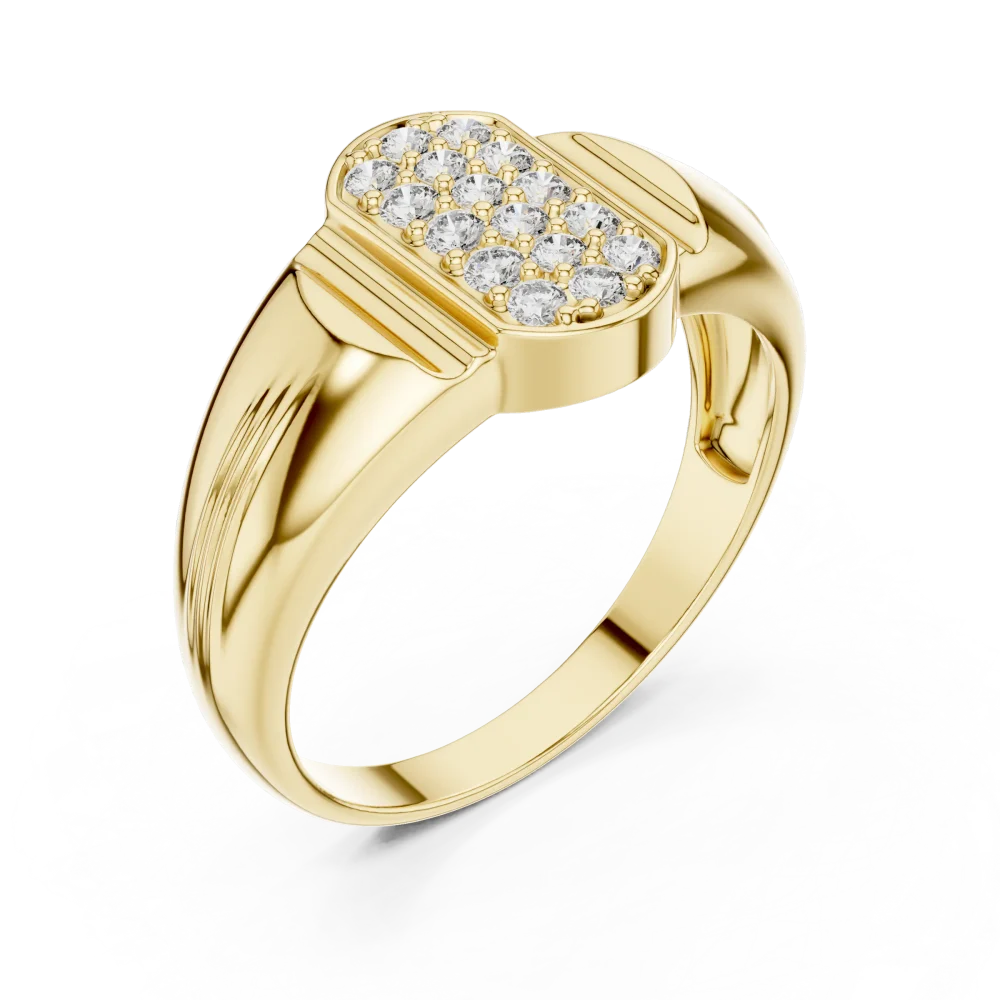 Discover the bold elegance of this architectural pavé-set ring. Featuring brilliant-cut DIAMEUR diamonds, this modern statement piece is a must-have.