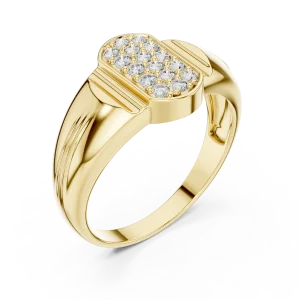 Architectural Round Pavé-Set Geometric Men's Statement Ring