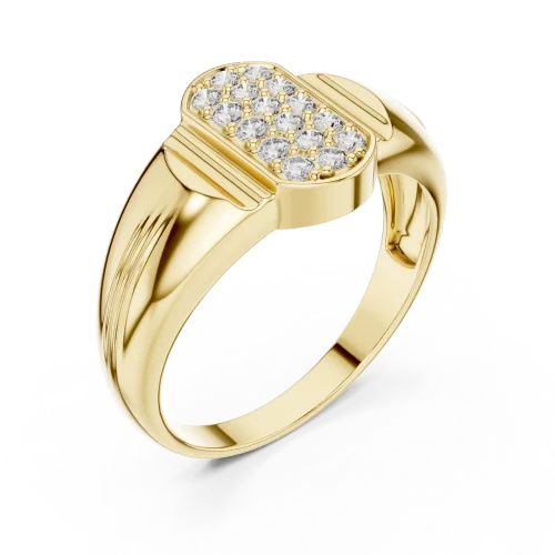 Architectural Round Pavé-Set Geometric Men's Statement Ring