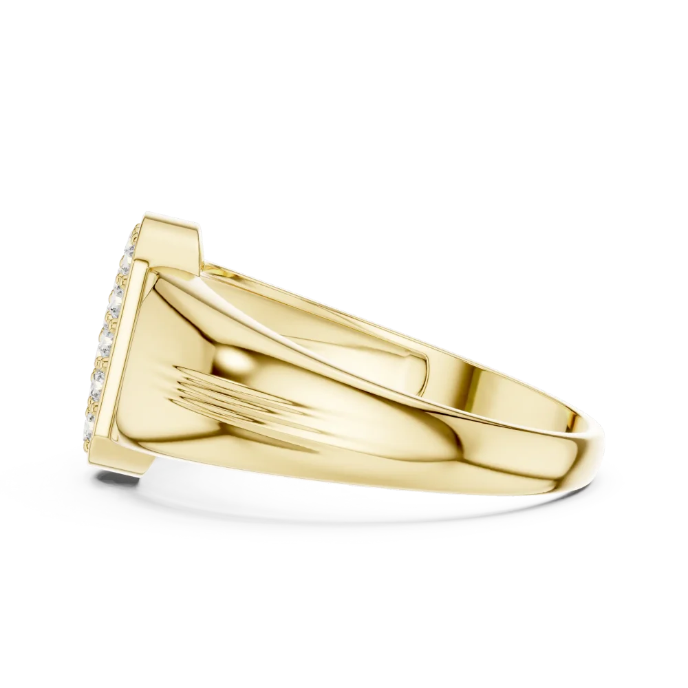 Architectural Round Pavé-Set Geometric Men's Statement Ring - Image 4