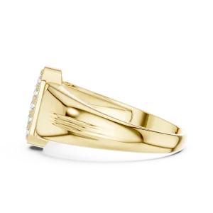 Architectural Round Pavé-Set Geometric Men's Statement Ring - Image 4